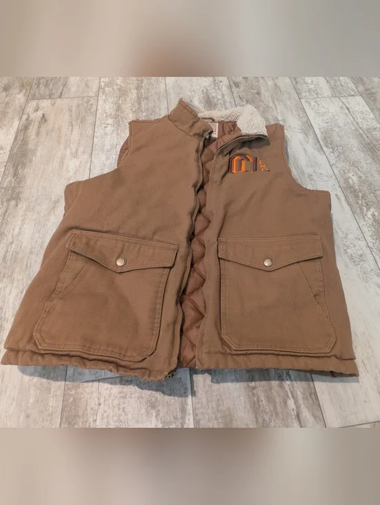 Weatherproof Quilted Vest with Sherpa Collar in Tan and Cream Size L - Picture 5 of 14